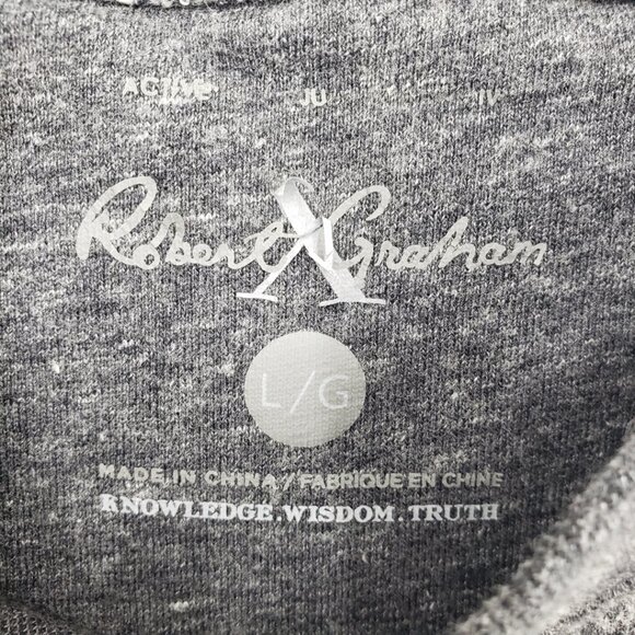 Robert Graham Mooers Camo Pullover Sweatshirt L Mens Crew Neck Cotton Gray Black - Picture 5 of 12